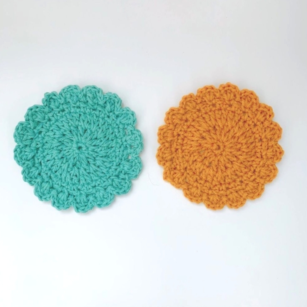 💙🧡Crochet Coasters Set in Teal and Orange